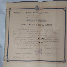 CERTIFICAT DE ABSOLVIRE LICEUL SPIRU HARET SEMNAT DE STEFAN V.NANUL-1919.