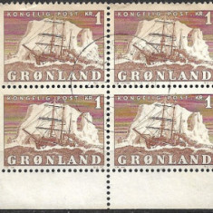 B2025 - Groenlanda 1950 - "Gustav Holm" 3v.stampilat,bloc de patru