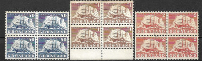 B2025 - Groenlanda 1950 - &amp;quot;Gustav Holm&amp;quot; 3v.stampilat,bloc de patru foto