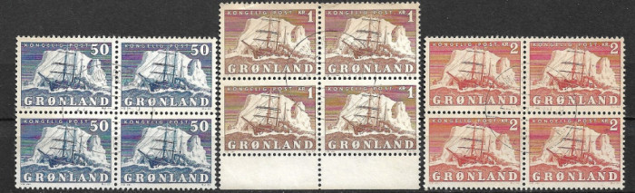 B2025 - Groenlanda 1950 - &quot;Gustav Holm&quot; 3v.stampilat,bloc de patru