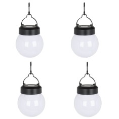 Set 4 felinare solare tip glob suspendat, 10 cm, Alb