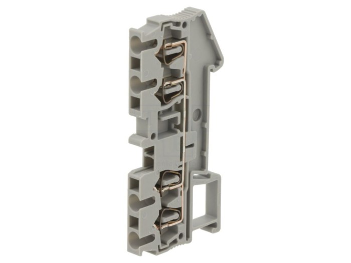 Conector șine gri, 4 borne, TS35