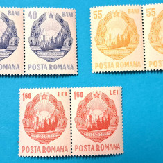 TIMBRE ROMÂNIA L.P. 663/1967 -Stema R.S.R. (uzuale) -Serie în pereche -MNH