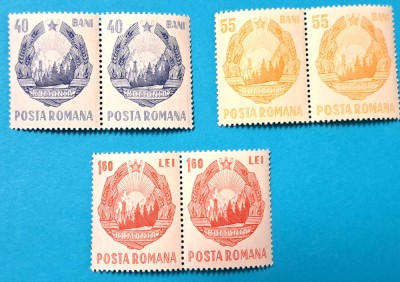 TIMBRE ROM&amp;Acirc;NIA L.P. 663/1967 -Stema R.S.R. (uzuale) -Serie &amp;icirc;n pereche -MNH foto