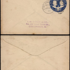 United States 1893 Postal History Rare Cover Postal stationery Cincinnati D.544