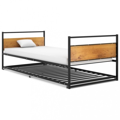 vidaXL Cadru pat extensibil, negru, 90x200 cm, metal foto