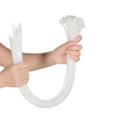 Coliere de prindere (&Egrave;oricei) din plastic,set 100, 100x3 mm, poliamid&Auml; pa66, alb, rezisten&Egrave;&Auml; 8kg
