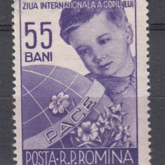 ROMANIA 1956 LP 406 ZIUA INTERNATIONALA A COPILULUI SARNIERA