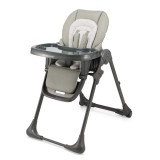 Scaun de masa Kinderkraft TUMMIE, pliabil 2 in 1, reglabile, tava detasabila, gri, de la nastere