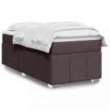 Cumpara ieftin Pat box spring cu saltea, maro &icirc;nchis, 80x200 cm, textil