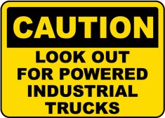 Caution Look Out For Trucks Sign foto