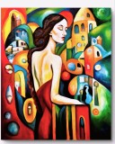 Tablou modern,acrilic pe panza,intitulat &quot;A dream city&quot;