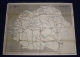 Harta Cailor Ferate Romane - Directiunea Generala CFR - Atelierele SOCEC &amp; Co - 1938 - 81x130,5 cm