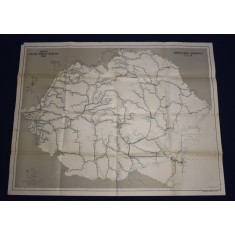Harta Cailor Ferate Romane - Directiunea Generala CFR - Atelierele SOCEC &amp; Co - 1938 - 81x130,5 cm