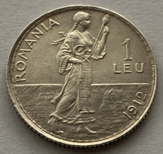 1 Leu 1912, Argint, Romania, a UNC foto