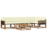 vidaXL Set de canapele de exterior cu pernă 6 pcs Natural și Crem 3381438