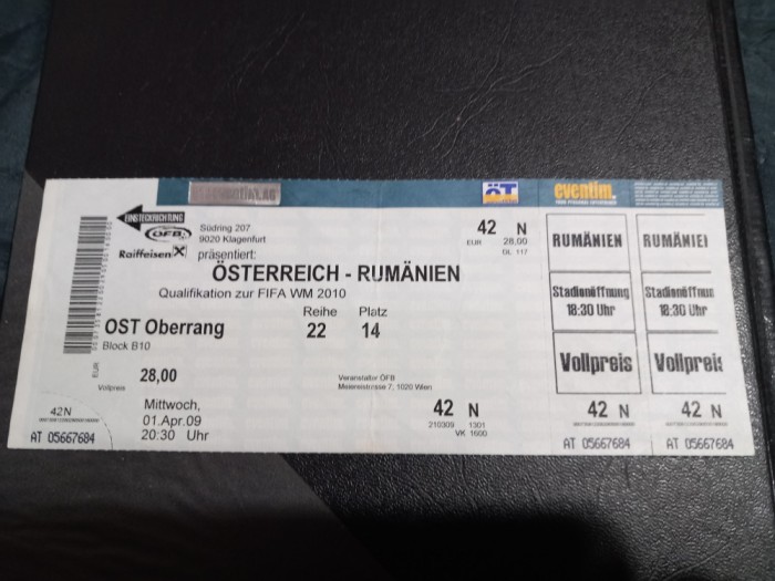 Bilet Austria - Romania