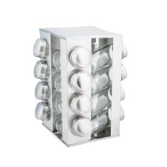 Set 16 recipiente pentru condimente, cu suport, inox si sticla, Kinghoff foto