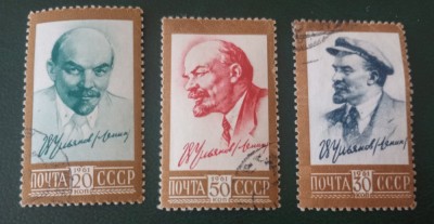 Rusia 1961 Lenin serie , 3v stampilata foto