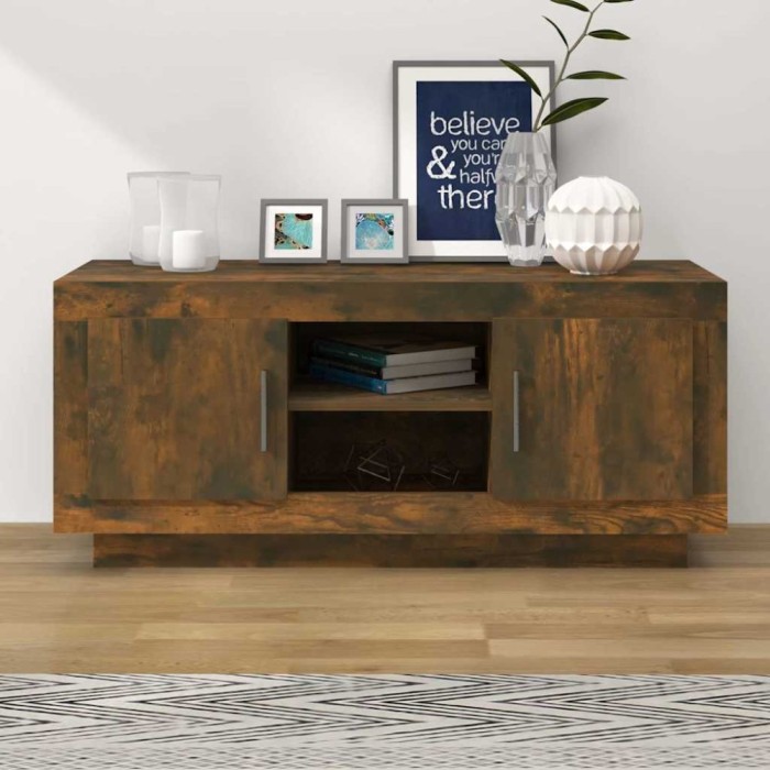 vidaXL Comodă TV, stejar fumuriu, 102x35x45 cm, lemn prelucrat