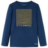 Tricou de copii cu m&acirc;neci lungi bleumarin 116, vidaXL