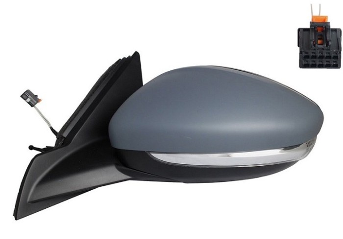Oglinda usa exterioara OPEL CORSA/-e F, 06.2019-12.2023; PEUGEOT 208, 06.2019-, partea stanga, View Max, reglare cu cablu; grunduit; sticla convexa;