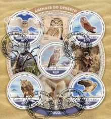 GUINEEA BISSAU 2016 - Fauna din desert, bufnite/ set complet - colita + bloc