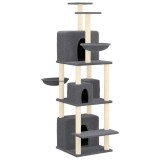 Cumpara ieftin Ansamblu Pisici Gri Inchis 180cm cu Sisal, Turn Joaca Pisici, Casute, Hamace, Platforme, Zgarieturi, Cat Climbing
