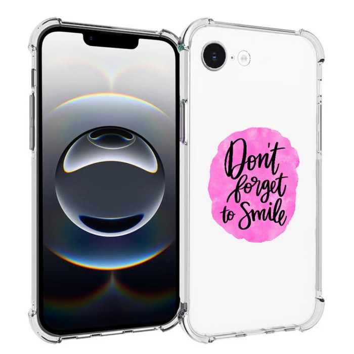 Husa antisoc pentru iphone 16e, airbag pro, clear, don&#039;t forget to smile