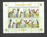 CHAD 2000 FAUNA ANIMALE SALBATICE GIRAFE, Nestampilat