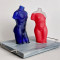 Adam si Eva - torsuri nud feminin si masculin din sticla, sculpturi cu postament