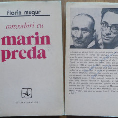 Florin Mugur , Convorbiri cu Marin Preda , 1973 , autografe autor si Marin Preda