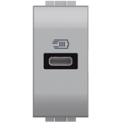 Priza USB 1M Tip C 5-9-12V Living Light Bticino aluminiu NT4192C foto