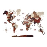 Harta lumii 3D pe perete, Green Split - hartă din lemn, Mărimea hărții mondiale: L