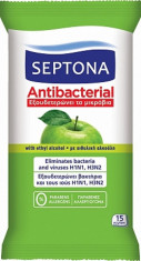 Servetele Umede Antibacteriene Septona cu alcool 20%, aroma Mar, 15 Buc foto