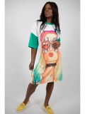 ROCHIE MIDI OVERSIZE CU MANECA SCURTA XOXO GOSSIP GIRL TALIE UNICA Multicolora