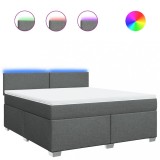Cumpara ieftin Pat box spring cu saltea, gri inchis, 180x200 cm, textil