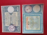 Lot doua cupoane de raspuns postal international ,unul Franta celalalt SUA