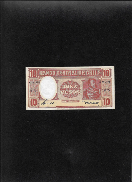 Rar! Chile 10 Pesos 1947(58) seria261704 aunc