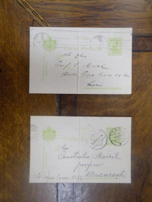 Lot de doua carti postale adresate lui Constantin Moisil 1913 foto