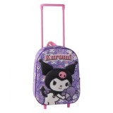 Ghiozdan gradinita Cerda Kuromi 3D, 25 cm, 1 compartiment, tip troller, 630046