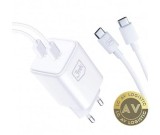Incarcator Retea Cu Cablu USB-C 3MK HyperCharger 45W 3A 2 x USB-C Alb