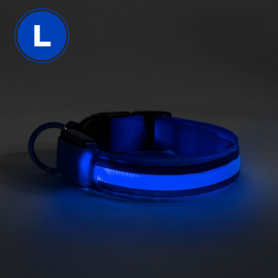Guler LED - functioneaza cu baterie - marime L - albastru foto