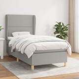 Cumpara ieftin Pat box spring cu saltea, gri deschis, 100x200 cm, textil