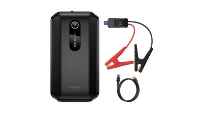 Baseus Jumpstarter Power Starter 10000mAh 12V (1000A / 500A) + Cabluri Crocodil Negru (C00245501113-00) foto