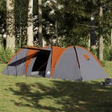 VidaXL Cort de familie cupolă 8 persoane, gri/portocaliu, impermeabil