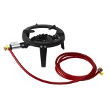 Set arzator rotund, pirostrie din fonta, (ZTS 5443) diametru 28cm, 2.5m furtun, 2 coliere, stut butelie / SET 30043