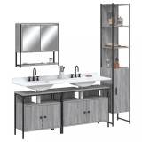 VidaXL Set mobilier de baie, 4 piese, gri sonoma, lemn prelucrat