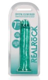 Dildo Realistice REALROCK Straight Suction Cup - Verde Transparent, 18cm