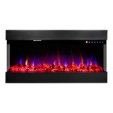 Semineu electric de perete/incorporabil Dalas, Art Flame, Efect 3D, 30 de combinatii ale culorii flacarilor, Termostat, Cristale si busteni